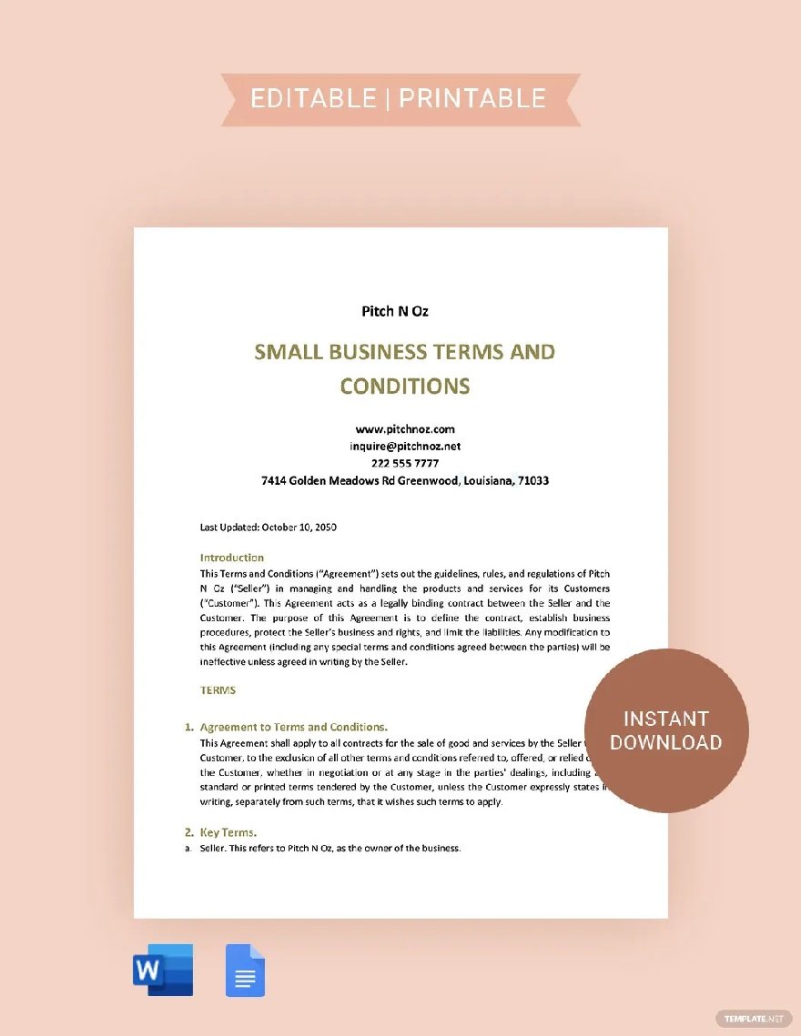 small business terms and conditions