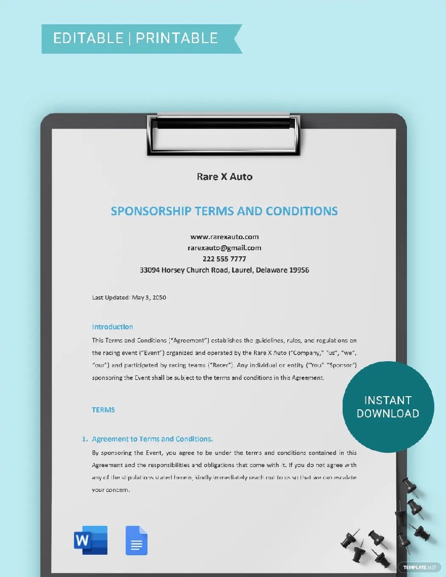 sponsorship terms and conditions