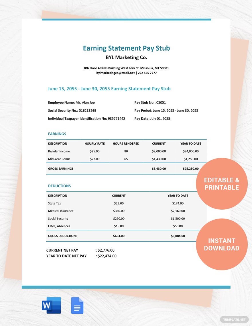 statement pay stub