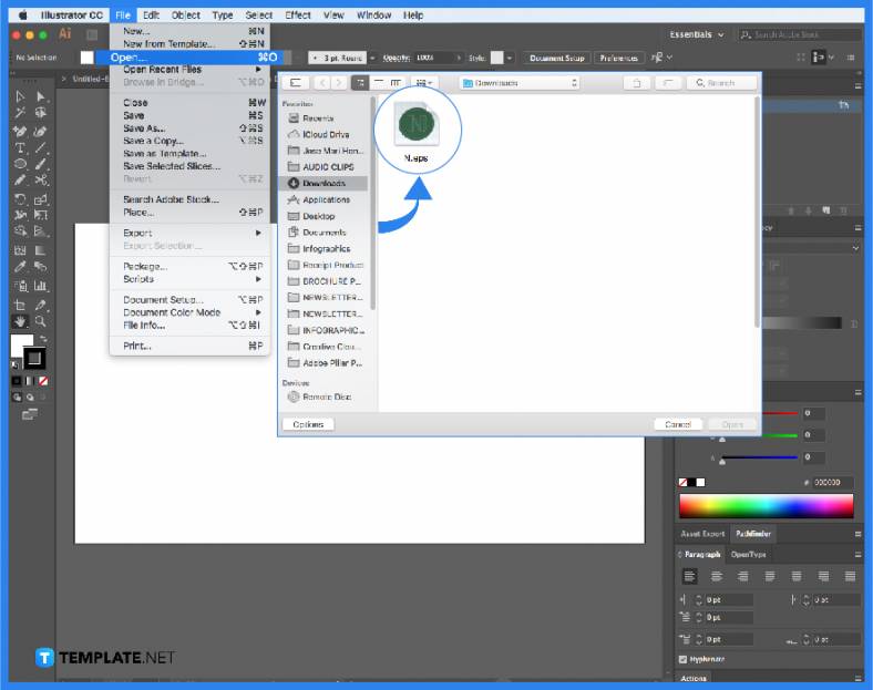 step 2 open adobe illustrator to import eps file 788x