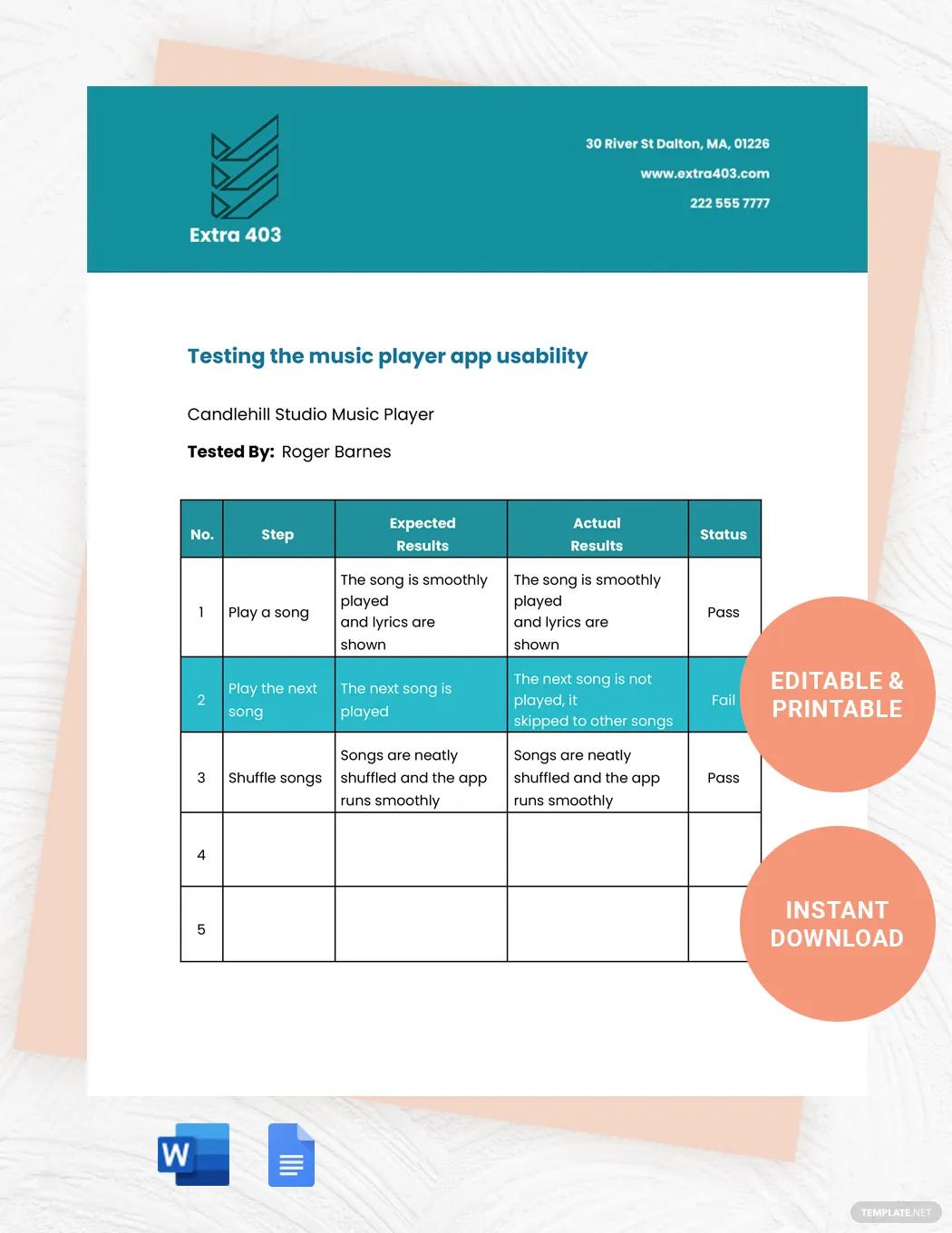 task test case