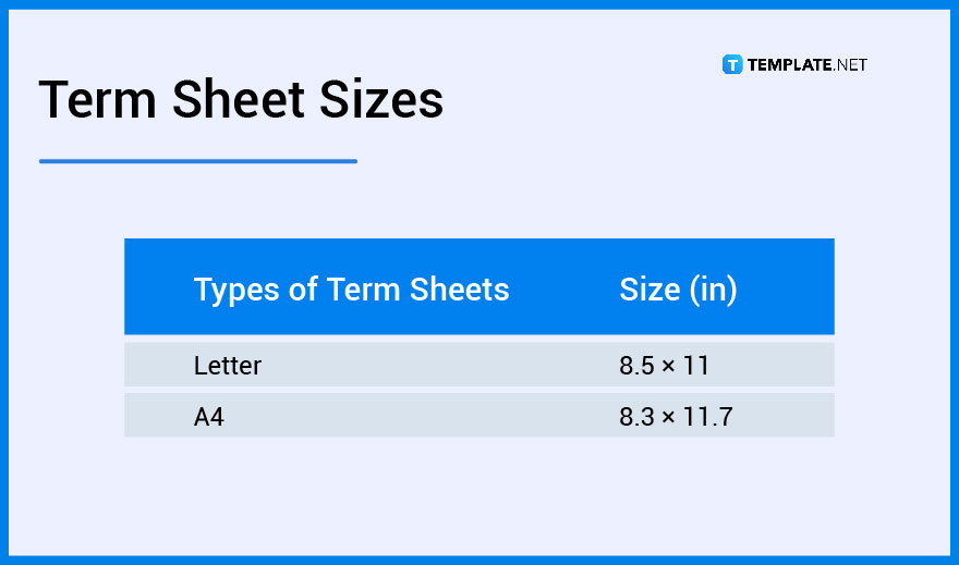 term sheet sizes