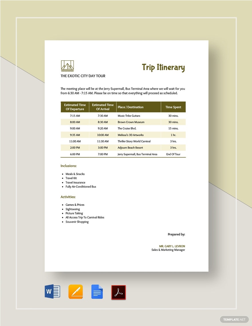 Itinerary - What is a Itinerary? Definition, Types, Uses | Free ...