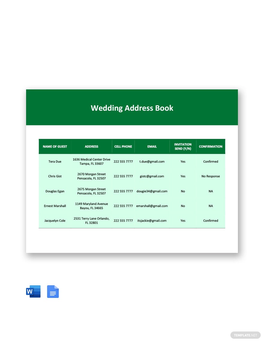 wedding address book