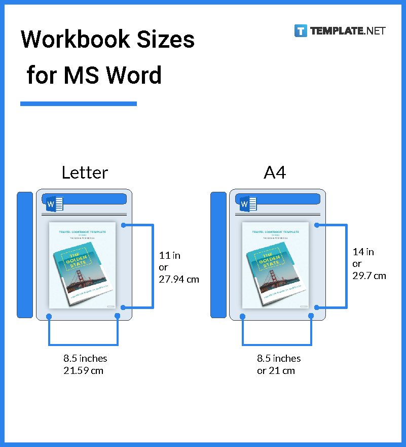 workbook sizes for ms word