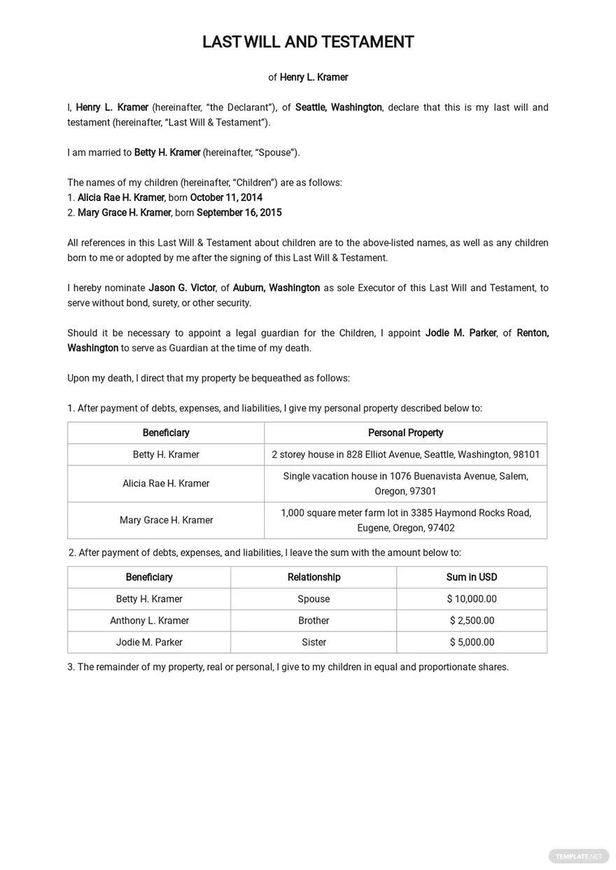 Last Will and Testament What Is a Last Will and Testament? Definition
