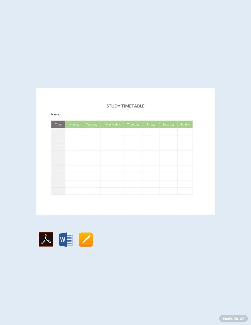 study timetable