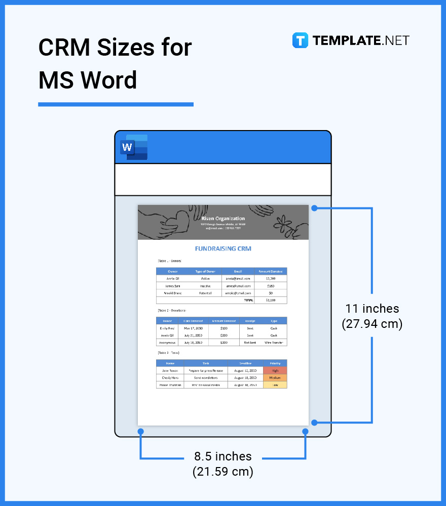 crm sizes for ms word