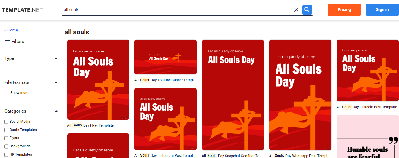 choose an all souls day instragram post template
