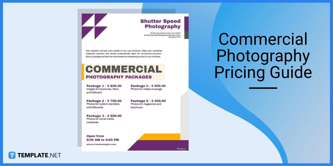 commercial photography pricing guide template
