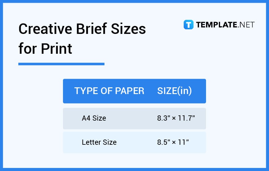 creative brief sizes for print
