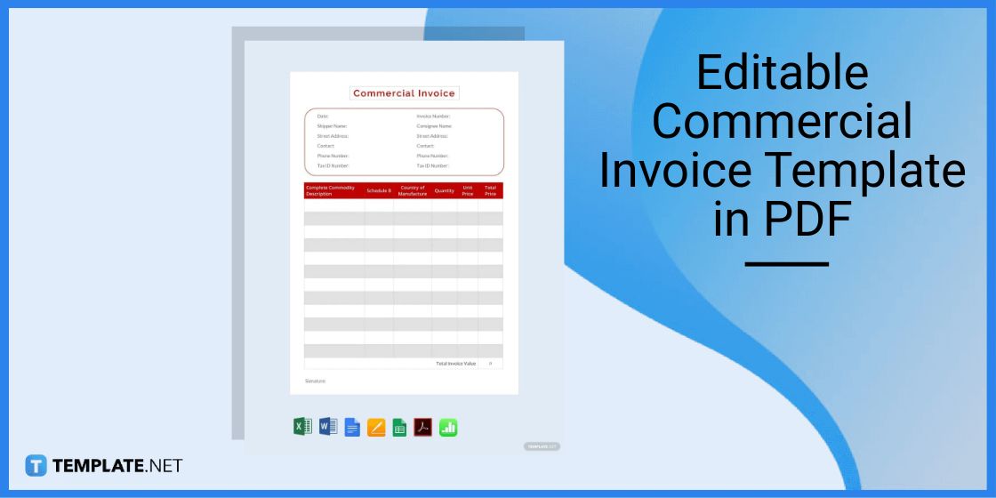 editable commercial invoice template in pdf