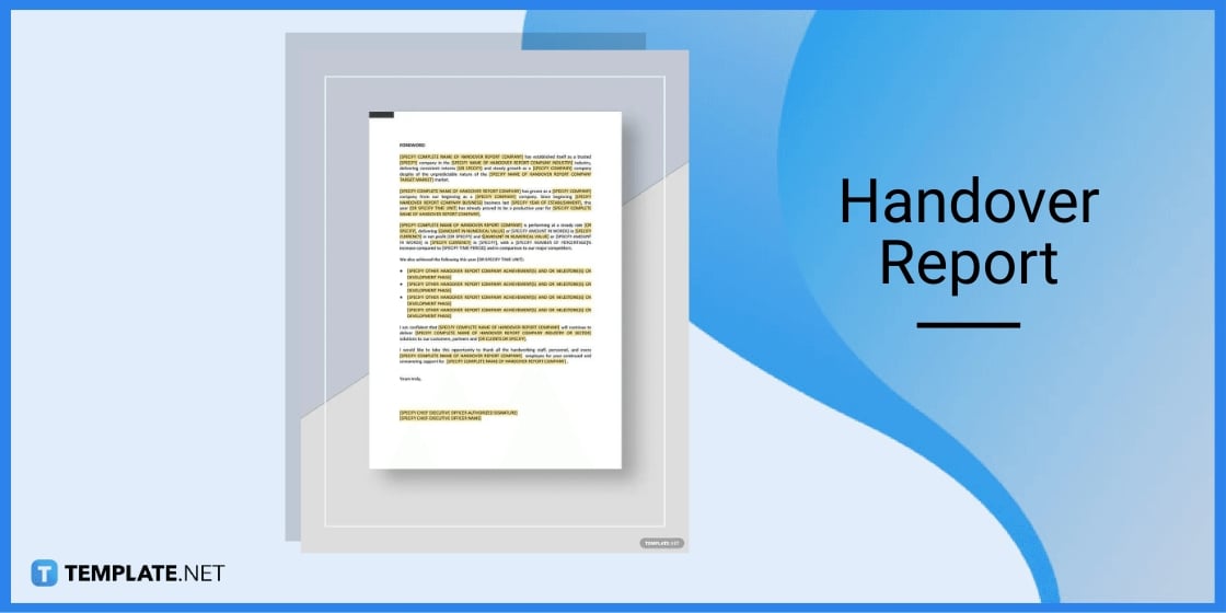 handover report template