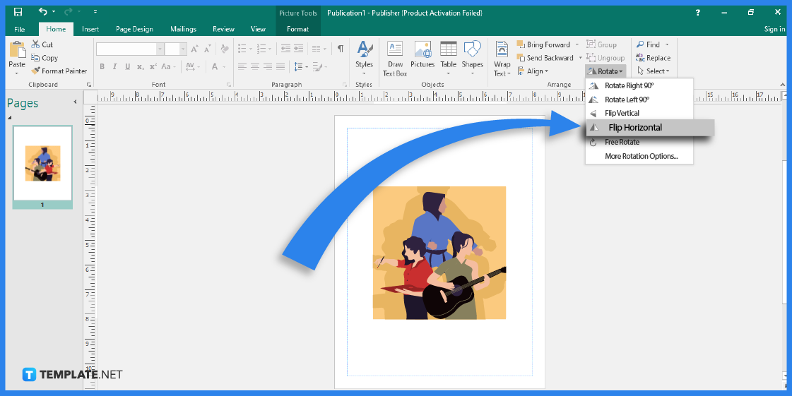 how to create a mirror image in microsoft publisher step