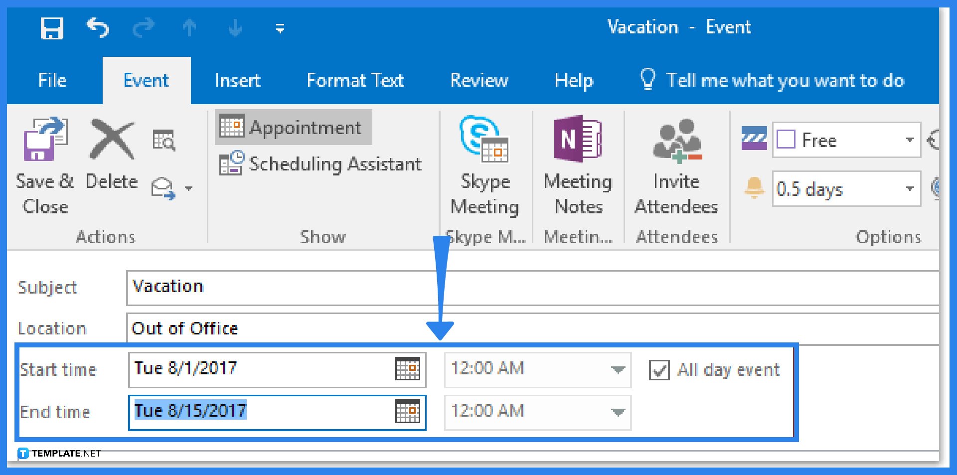 how-to-block-outoff-time-in-outlook-calendar-step-2