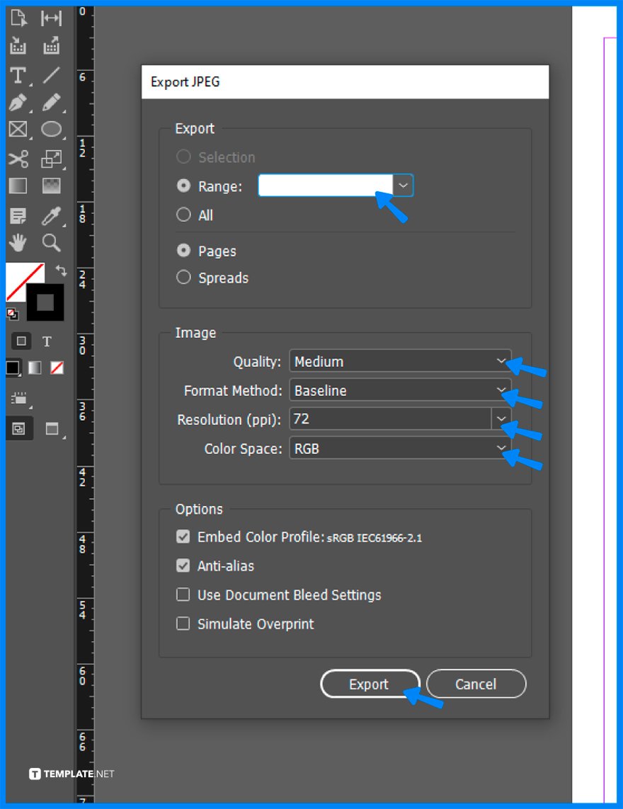 how to convert adobe indesign file to jpeg step