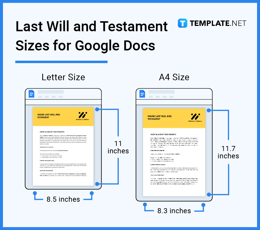 last will and testament sizes for google docs