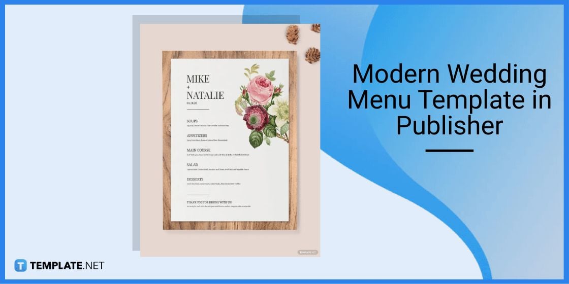 modern wedding menu template in publisher