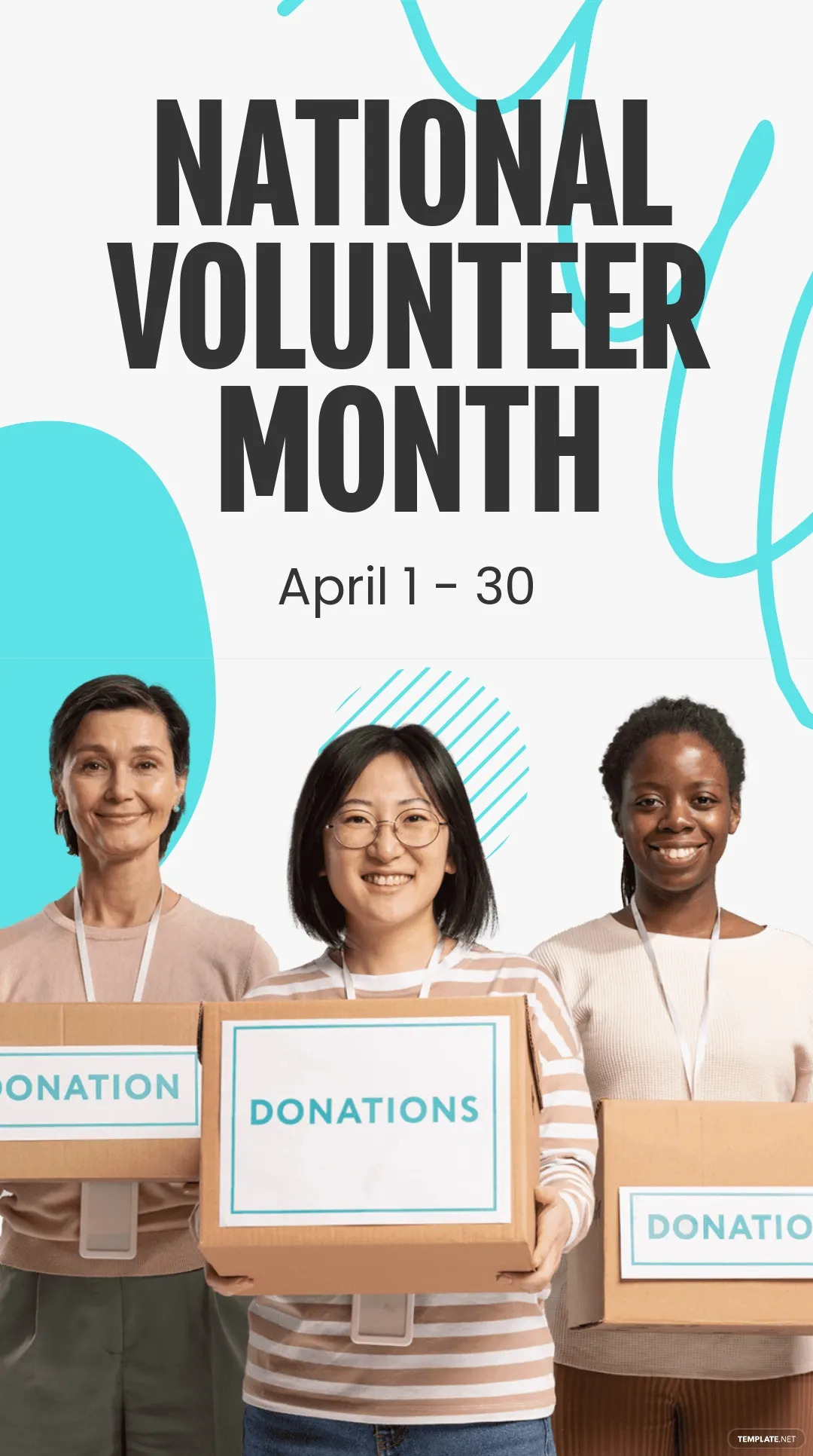 national volunteer month whatsapp post template