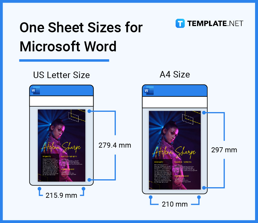 one sheet sizes for microsoft word