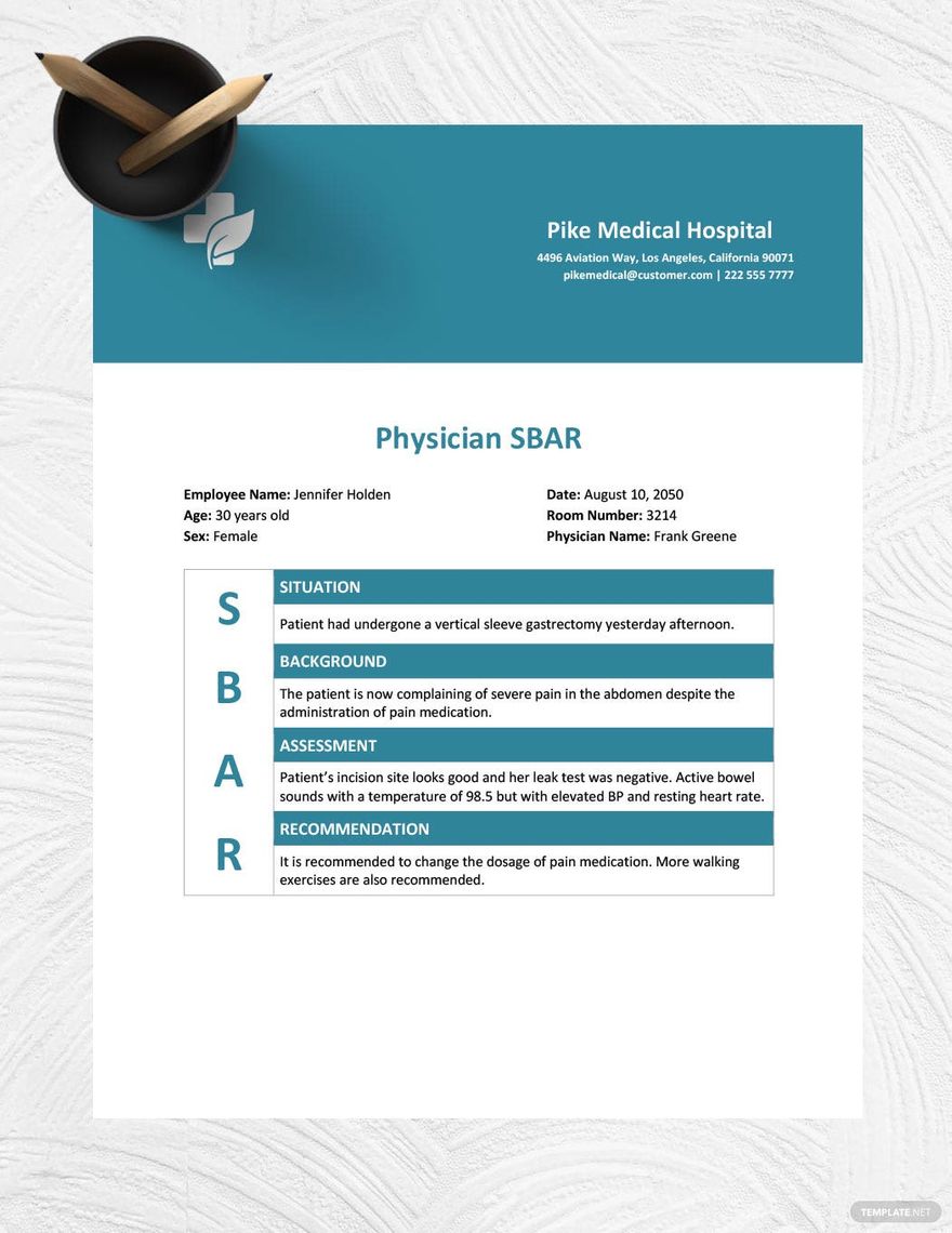 physician sbar ideas and examples