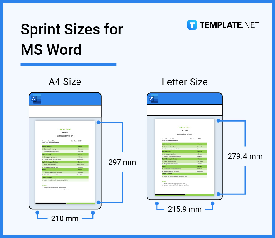 Sprint Size Dimension, Inches, mm, cms, Pixel