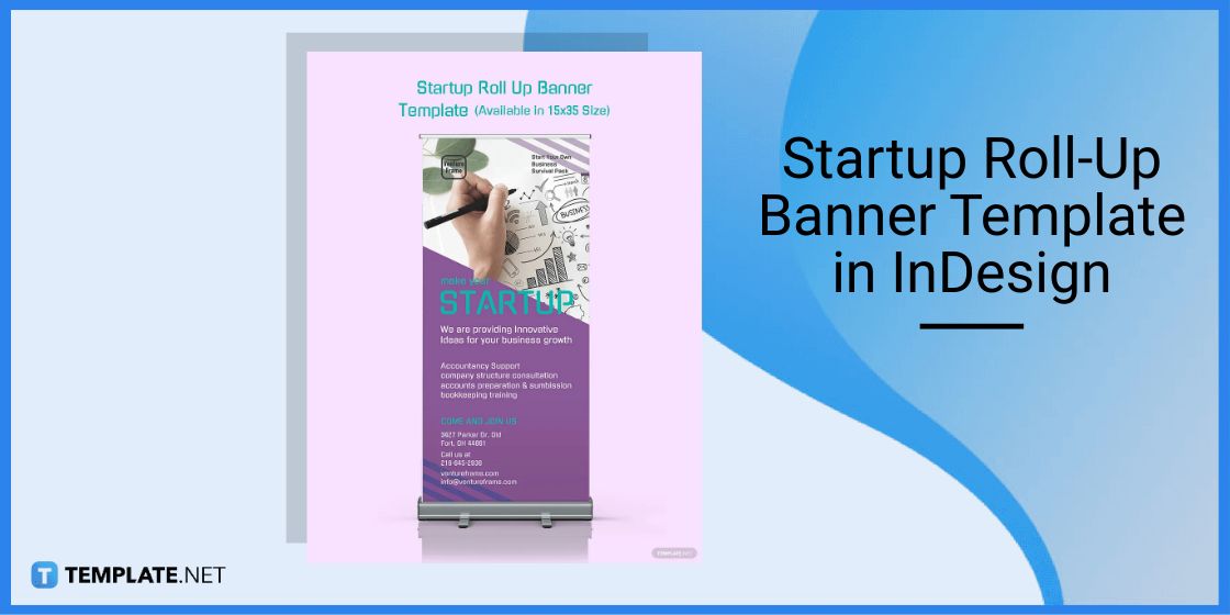 startup roll up banner template in indesign
