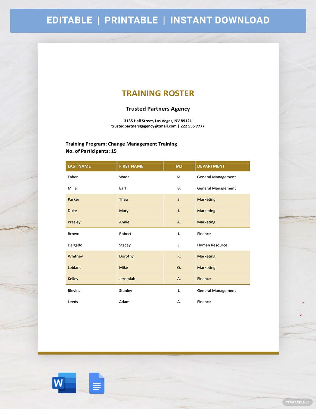 Team Roster Template with Game Scheduler