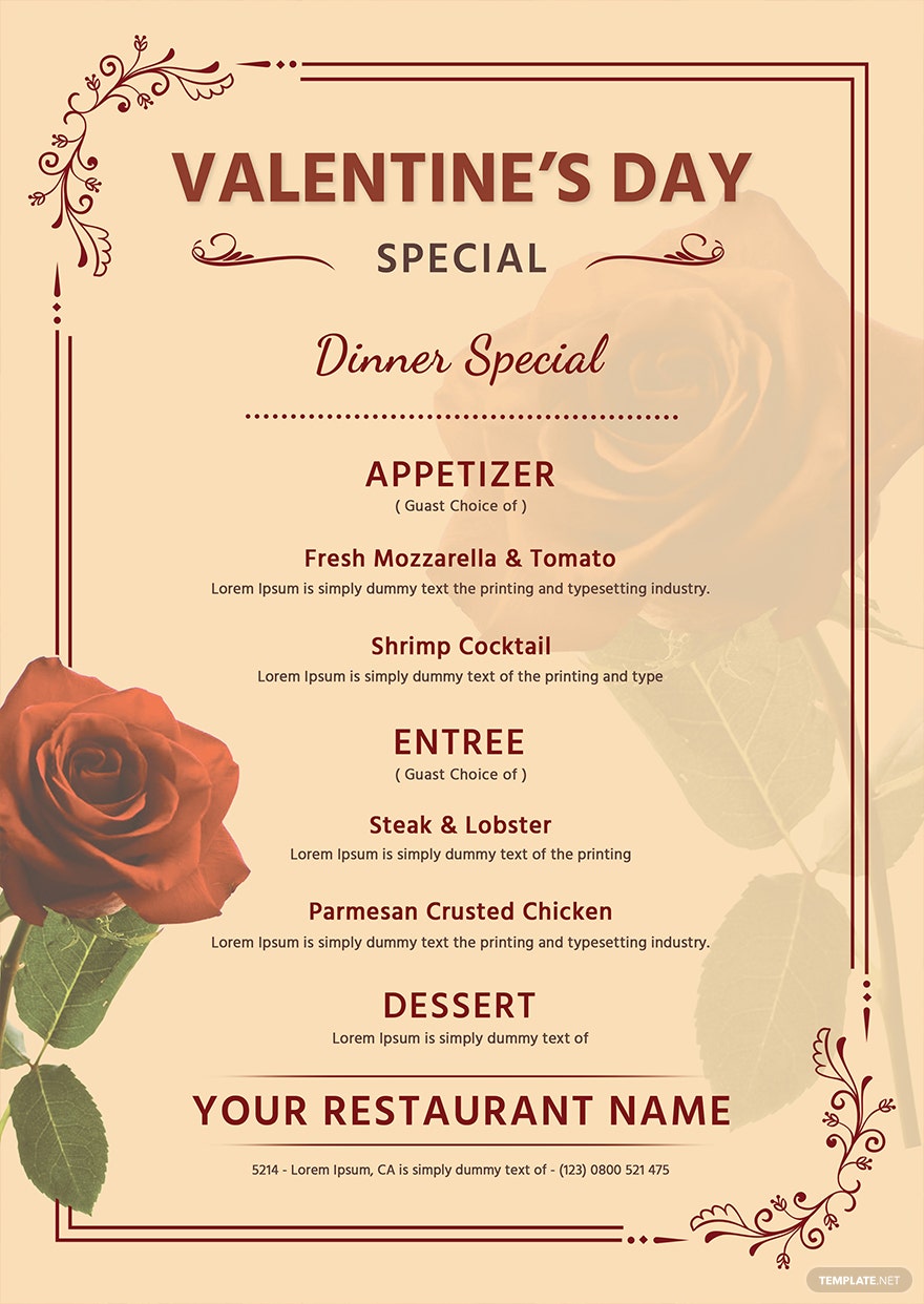 valentines day menu