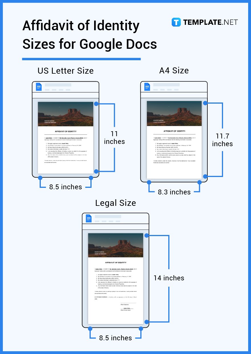 affidavit of identity sizes for google docs