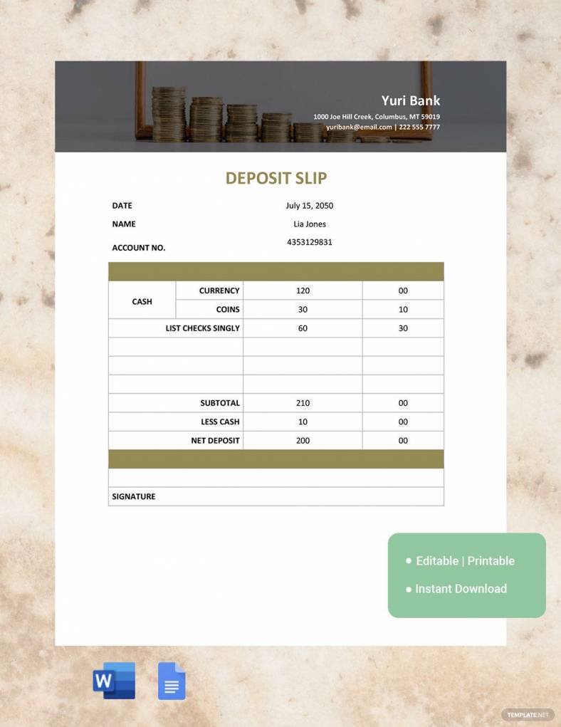 business deposit slip 788x10