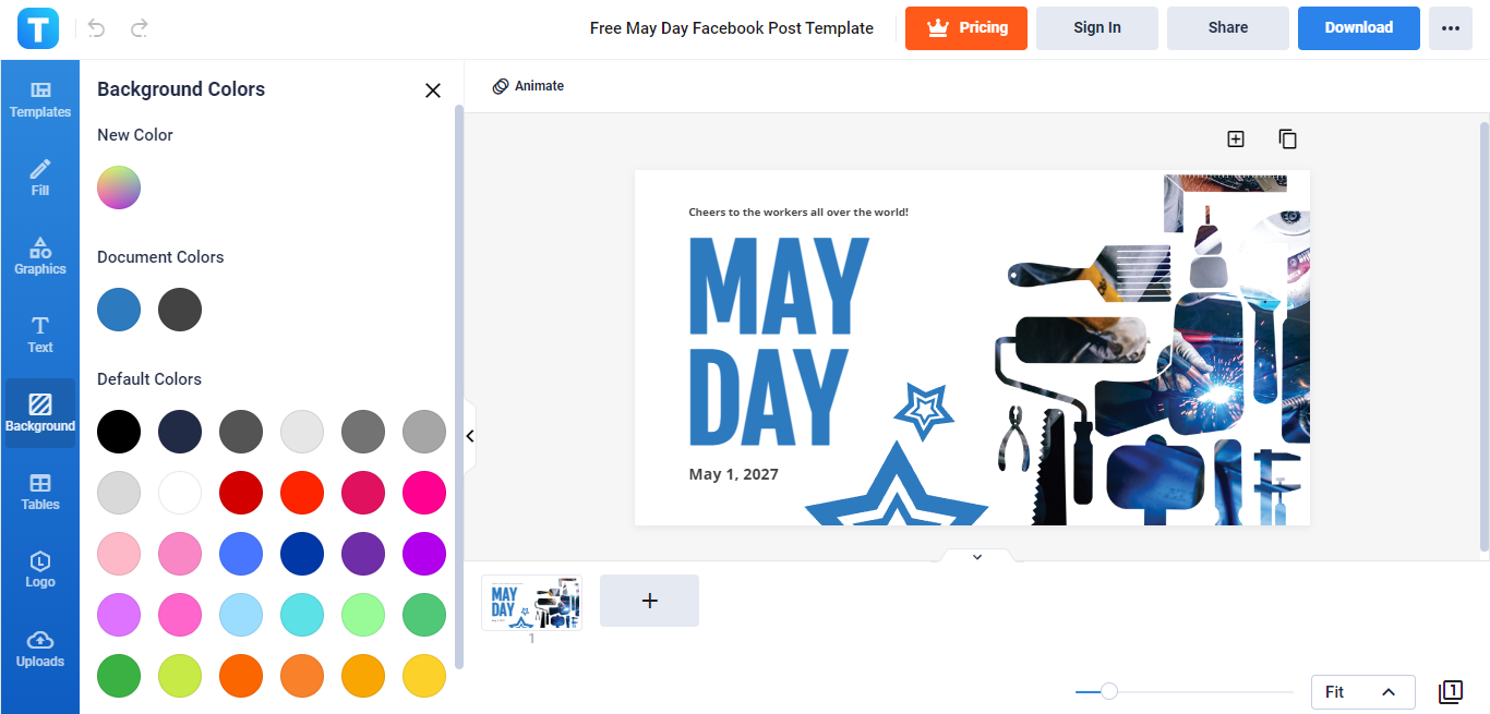 change the background color of the may day template