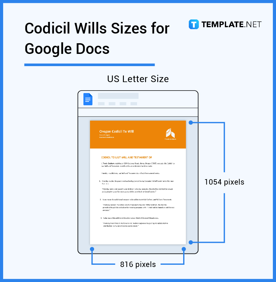 codicil wills sizes for google docs