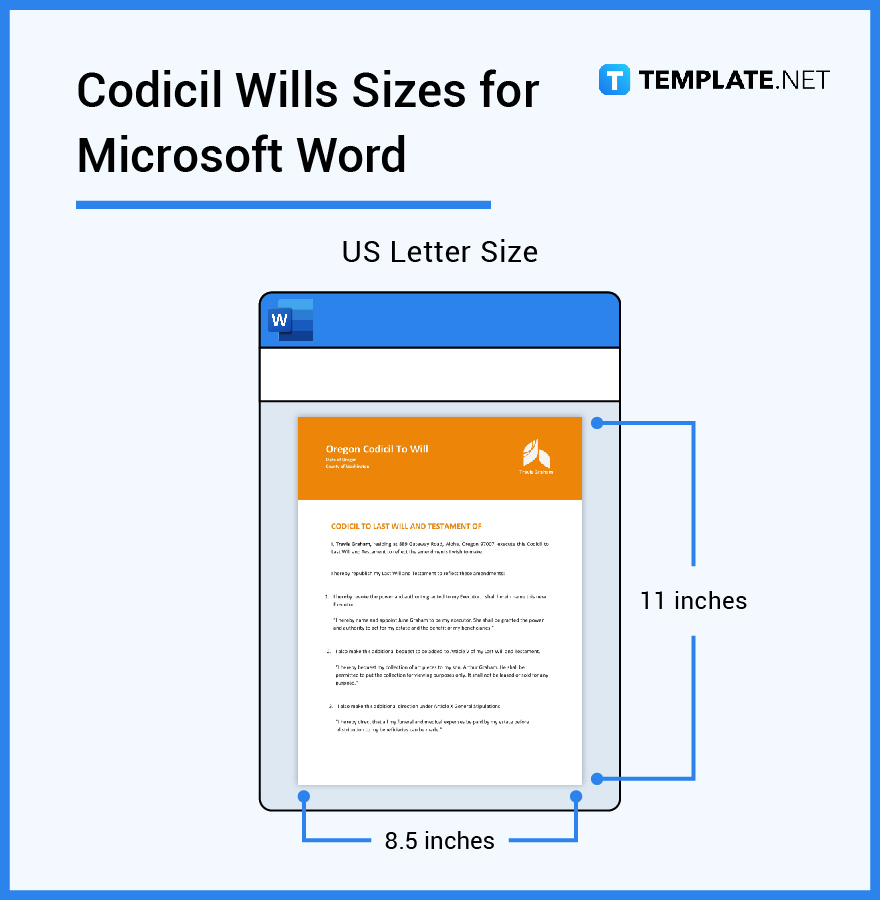 codicil wills sizes for microsoft word