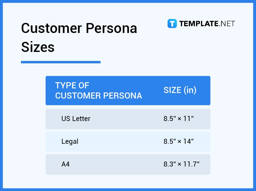 customer persona sizes