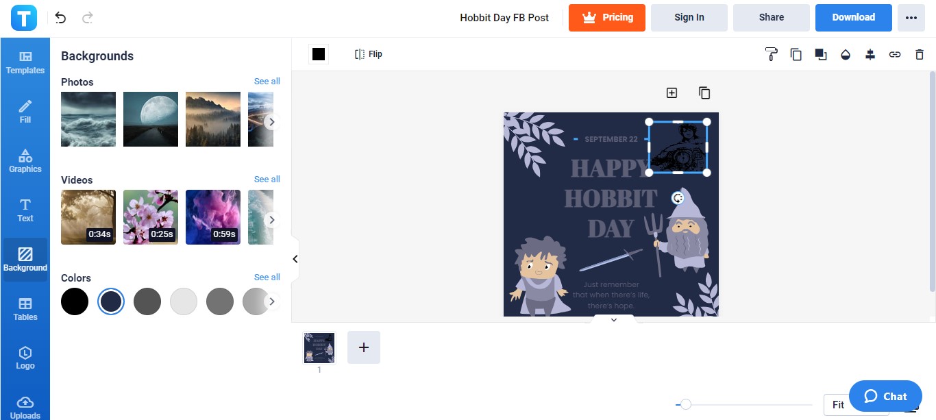 customize the background color of your hobbit day fb post
