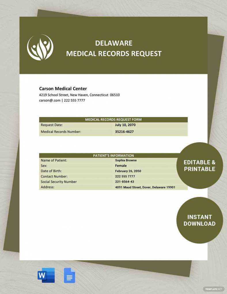 delaware medical records request 788x10