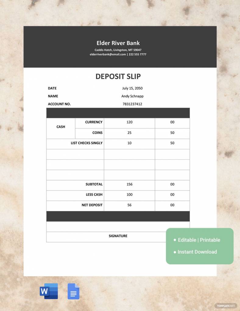 deposit slip samples ideas and examples 788x10