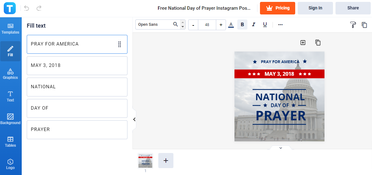 free national day of prayer instagram post