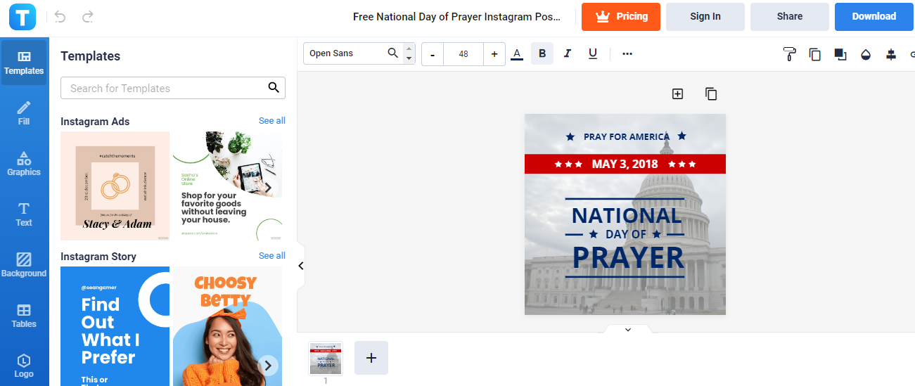 free national day of prayer instagram post