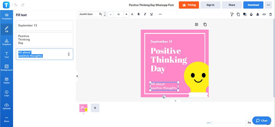 generate a positive thinking day greeting
