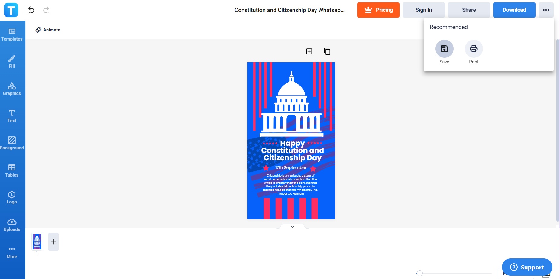 how to create a constitution citizenship day social media post step