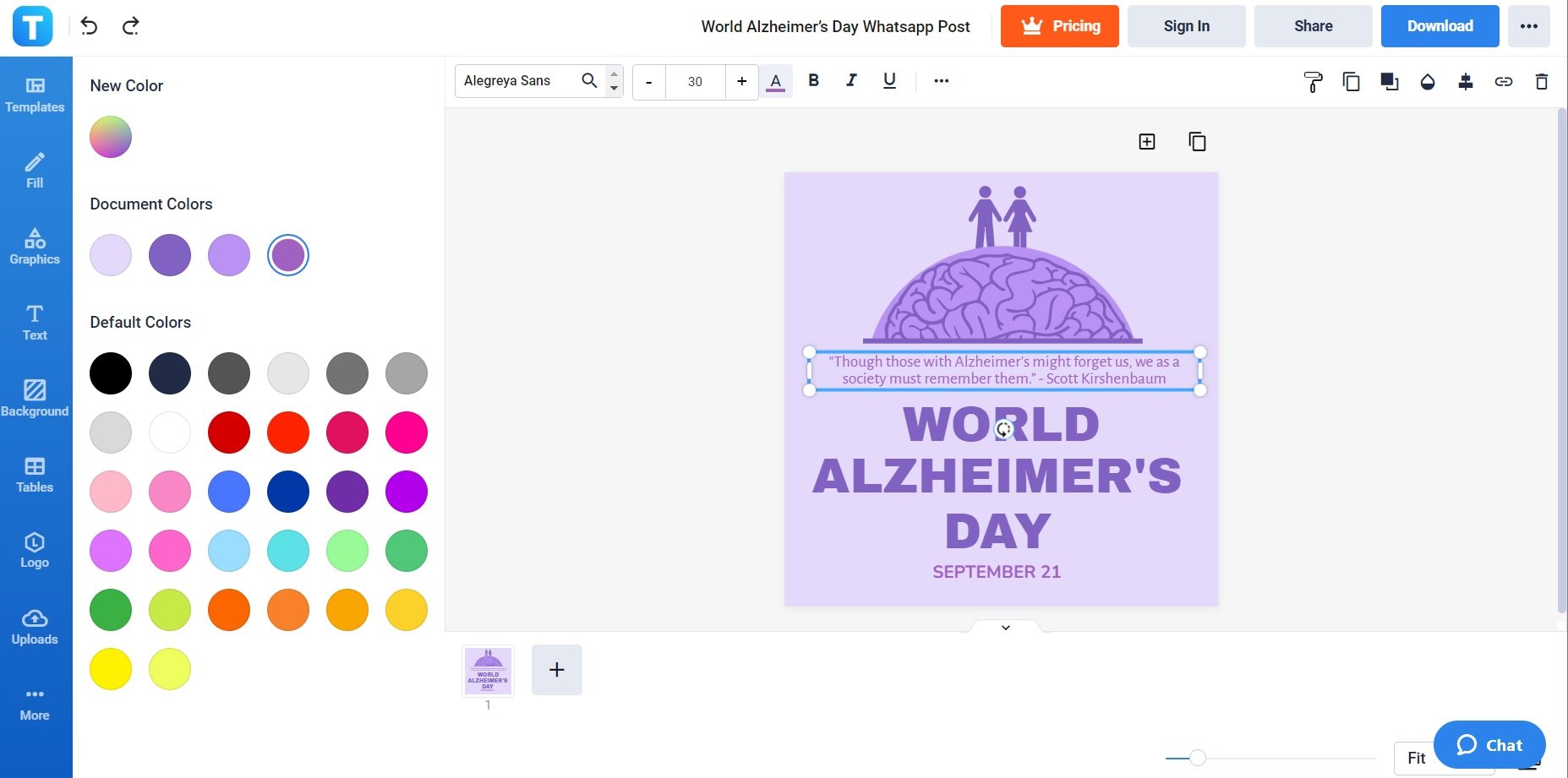 how to create a world alzheimers day social media post whatsapp step