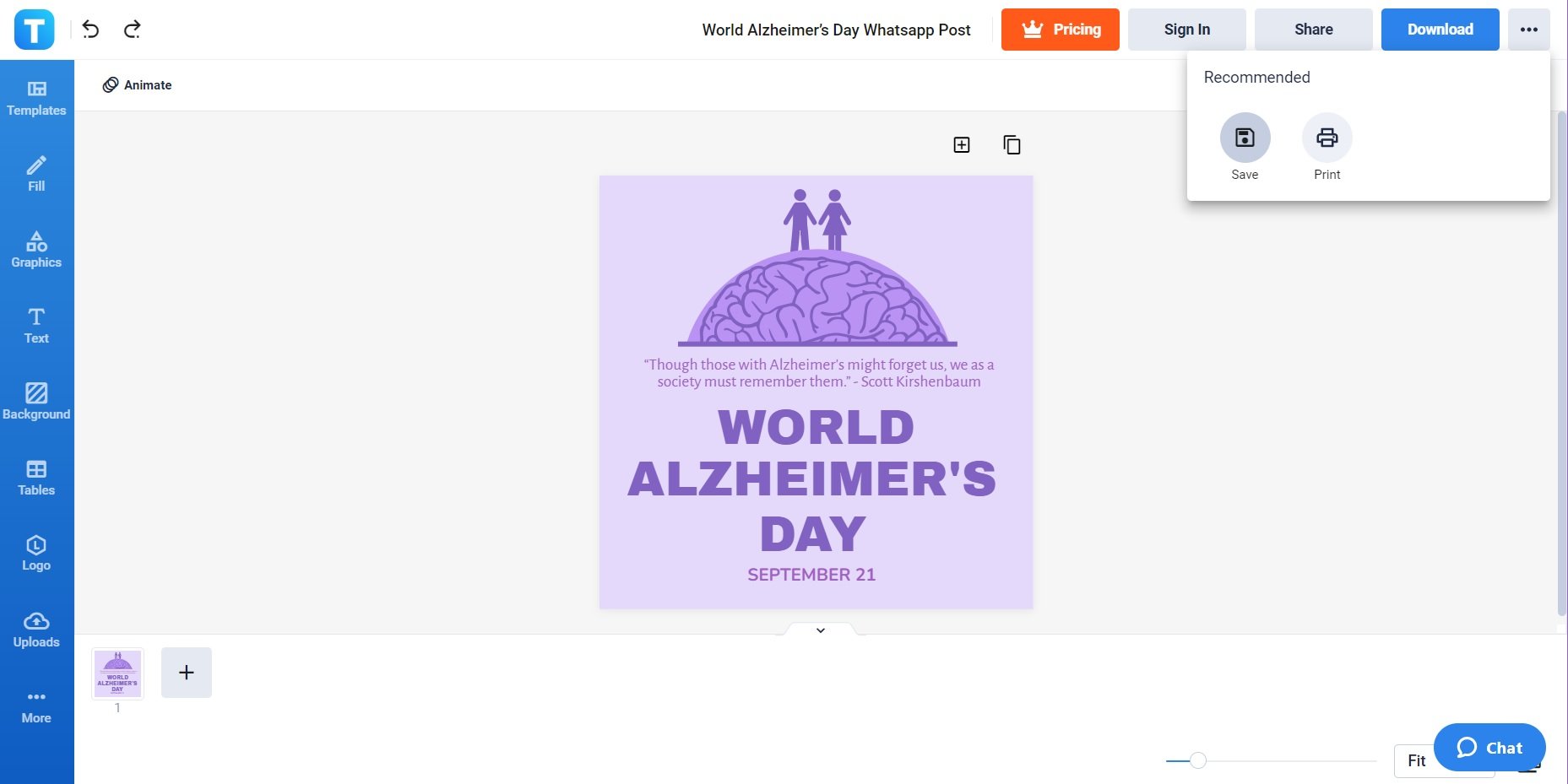 how to create a world alzheimers day social media post whatsapp step