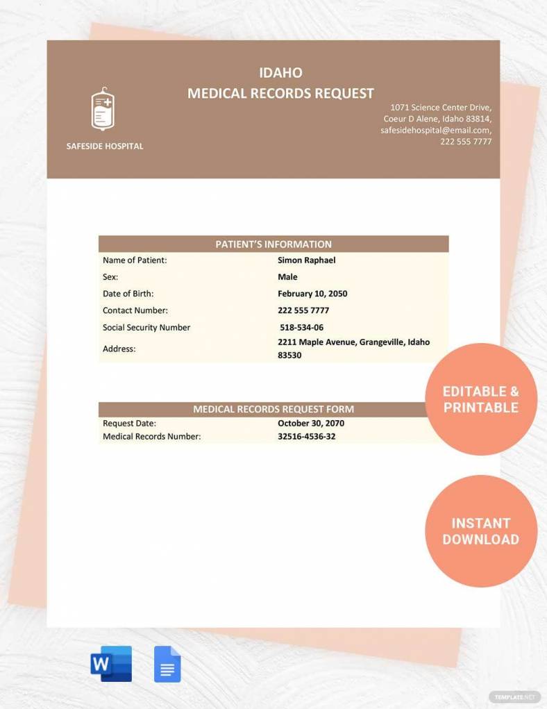 idaho medical records request 788x10