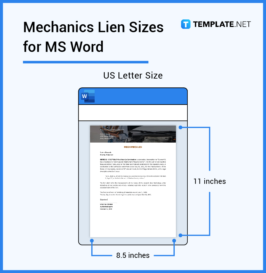mechanics lien sizes for ms word