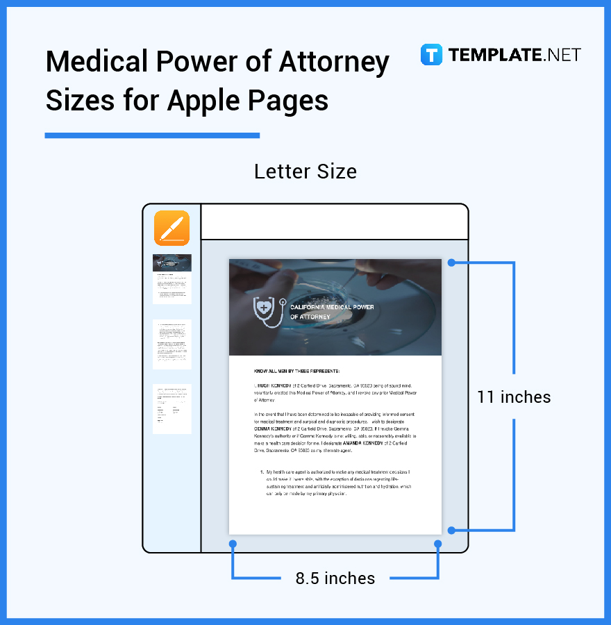 medical power of attorney sizes for apple pages