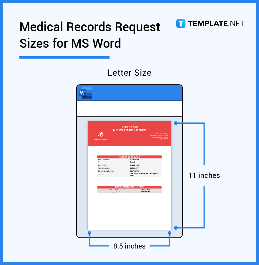 medical records request sizes for ms word