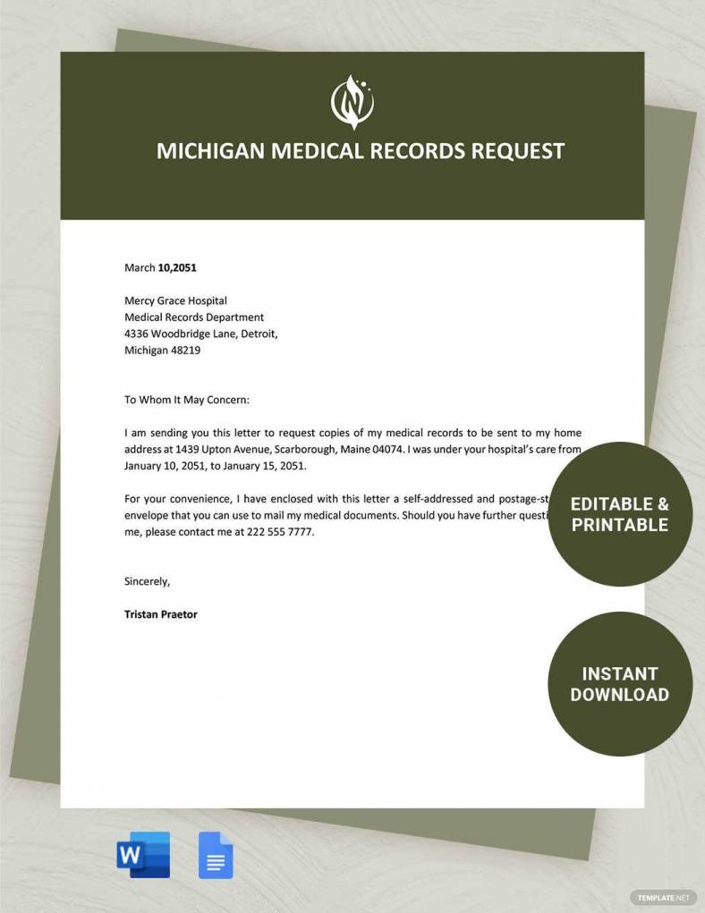 michigan medical records request ideas and examples 788x10