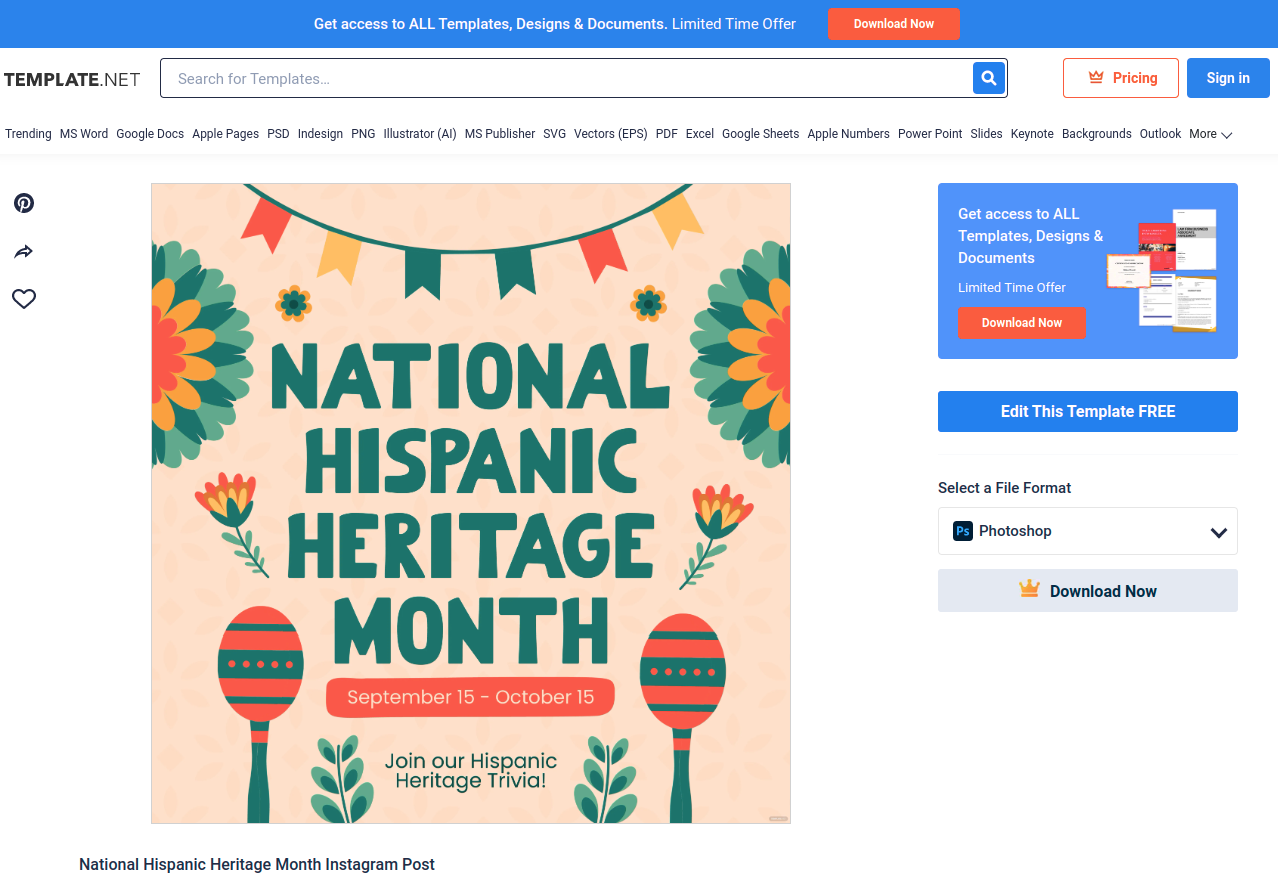 national hispanic heritage month instagram post eps illustrator jpg psd png svg